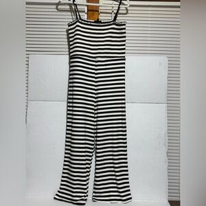Topshop size 12 Striped Black & White Jumpsuit waist to hem 34” strap to hem 49”